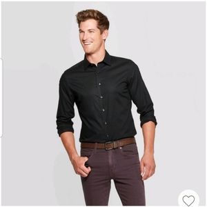 Mens Black Button Down Dress Shirt